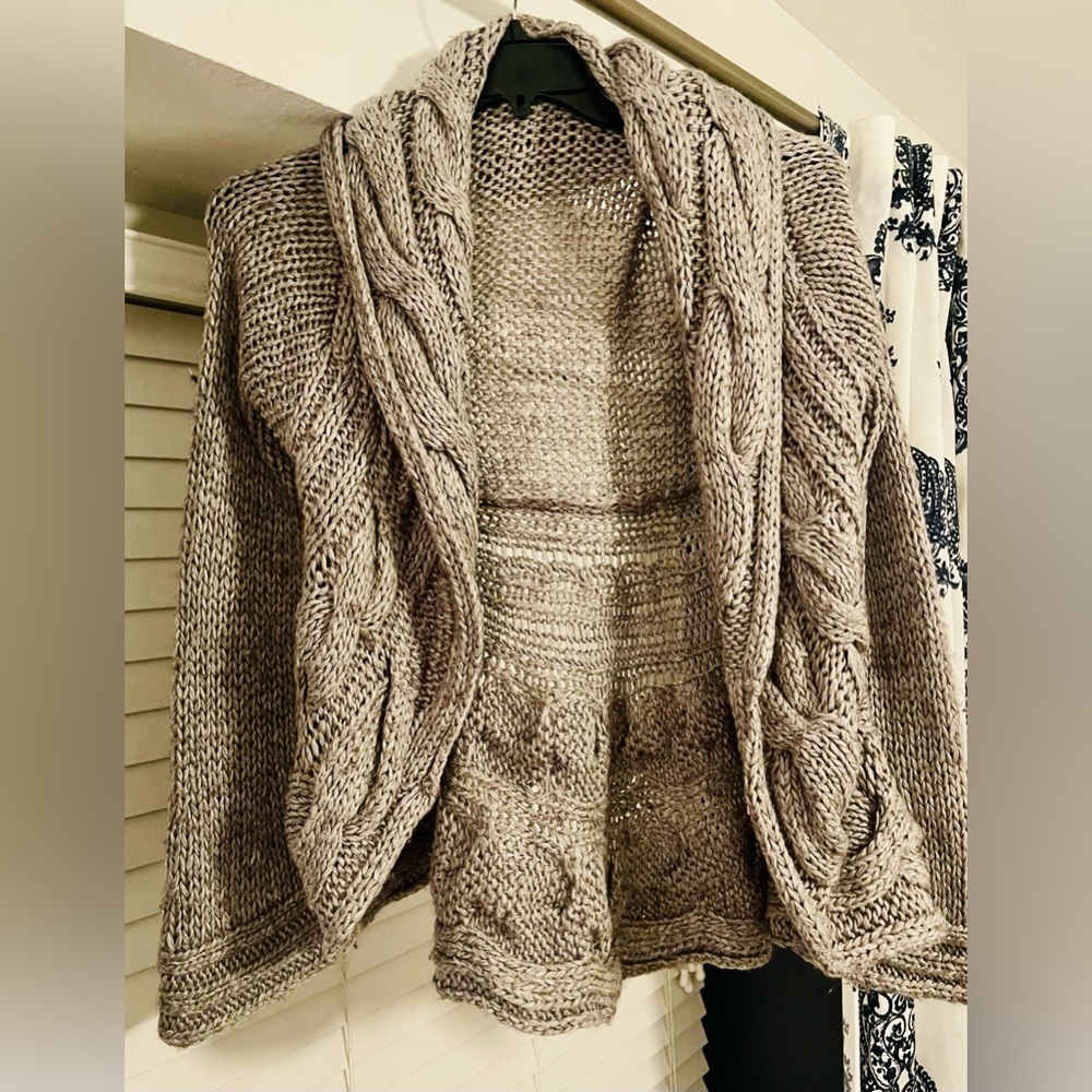 Gray big loose knot cardigan
